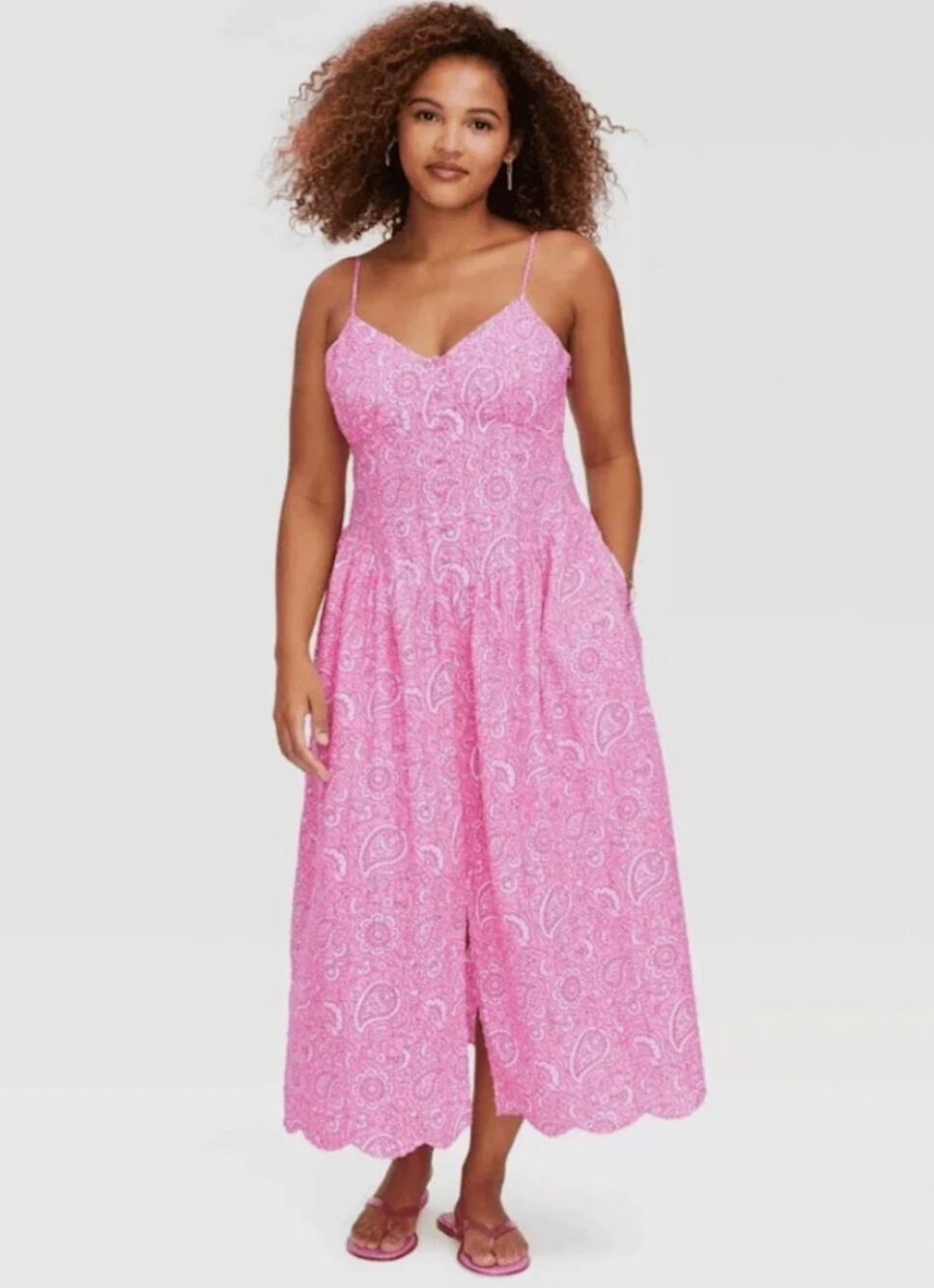 ROLLER RABBIT X TARGET Paisley Floral Drop Waist Midi A-Line Dress in Pink NWOT